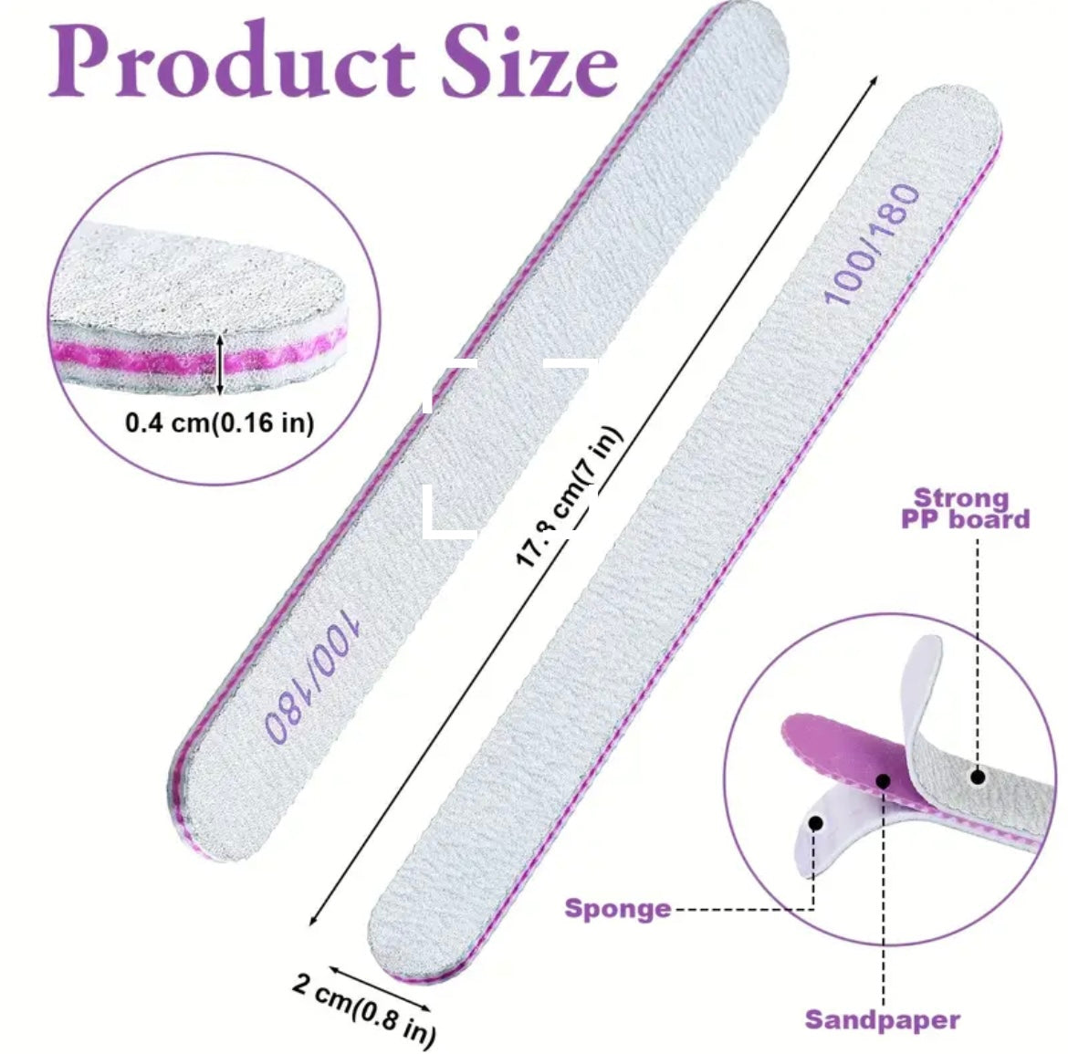 100/180 Nail Files (50 Pack)